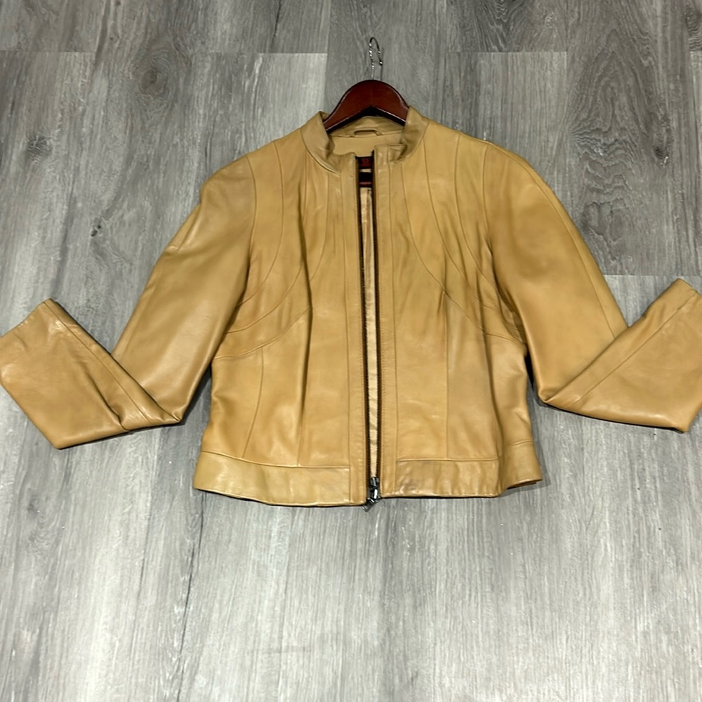 Calfskin leather bomber jacket